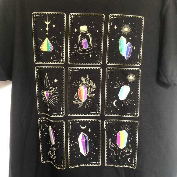 Tarot Card Pride Rainbow Crystal Black Matter T shirt - Picture 2 of 2